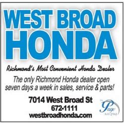 West broad honda richmond - More West Broad Honda is a proud member of the Page Auto Group, and we've been providing top-notch new and used Honda sales, service and financing to Virginia drivers for over 40 years. Buy or lease a new Honda at our Honda dealer in Richmond, VA, or schedule Honda service! Less
